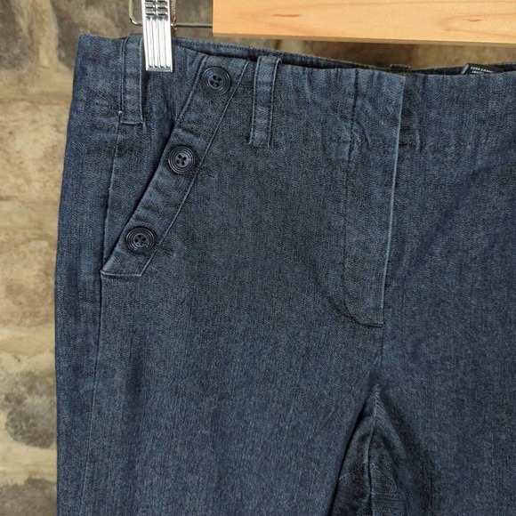 Sandro Sportswear Pants Wide Leg Chambray Woman's Size 10 Blue Button Accent - Picture 4 of 10